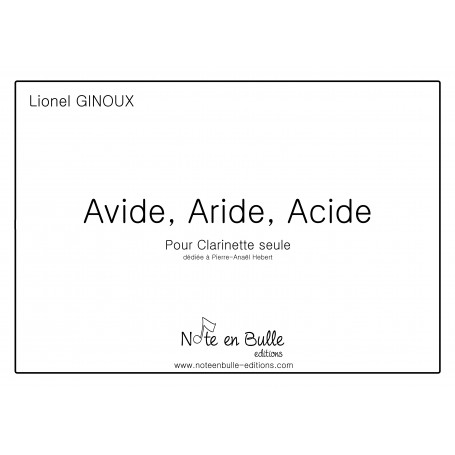 Lionel Ginoux Avide, Aride, Acide - sheet paper